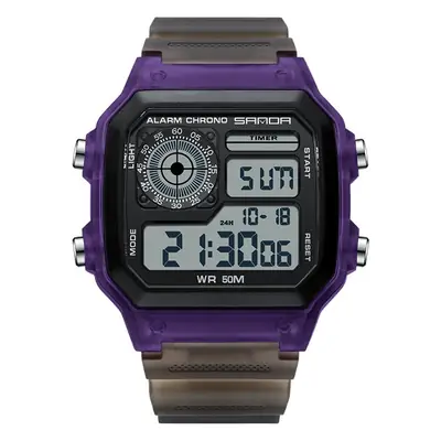 Sanda Transparent Square Digital Watch for Men Women