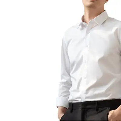 Men's White Slim Fit Long Sleeve Business Shirt