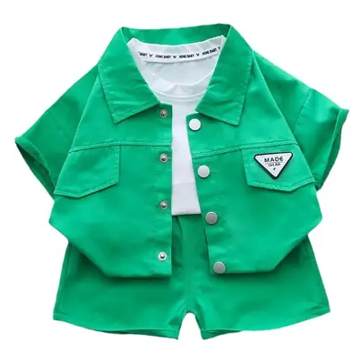 Boys Green Short Sleeve Shirt Suit 2024