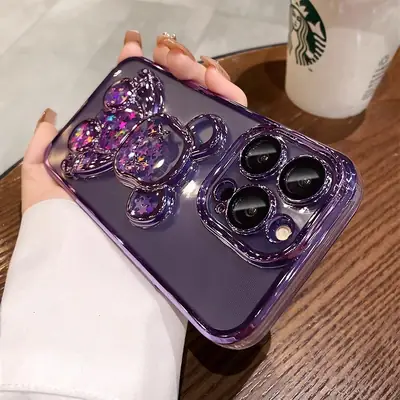 Three-Dimensional Quicksand Bear Case Dark Purple iPhone 17 Pro Max