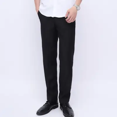 Men's Grey Slim Fit Cropped Trousers Business Casual