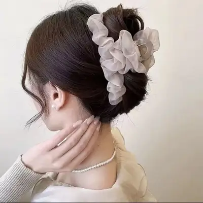 Black Mesh Hair Clip for Women Summer