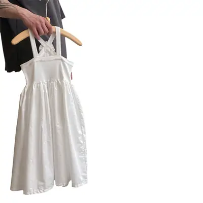 White French Style Sleeveless Princess Dress for Girls