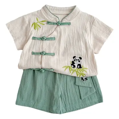 Panda Buckle Baby Guofeng Suit Jacket + Pants