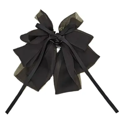 Black Large Streamer Bow Hairpin for Women