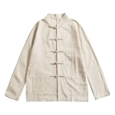 Men's Chinese Linen Tang Suit Long Sleeve Zhongshan
