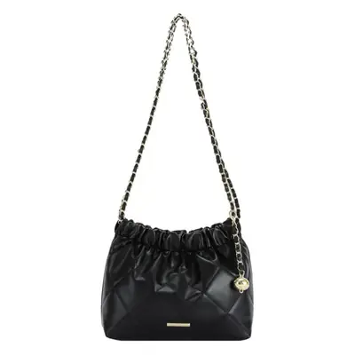 Black Pleated Chain Shoulder Bag for Women