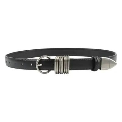 White Leather Belt with Silver Buckle for Women