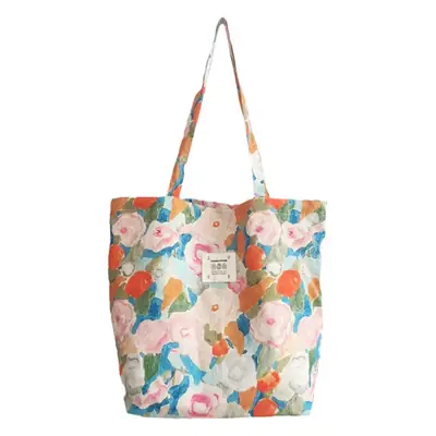 Vintage Floral Canvas Tote Bag for Women