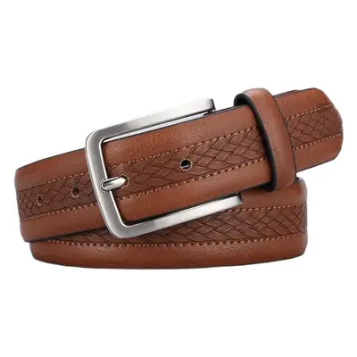Men's Brown Leather Belt with Silver Buckle