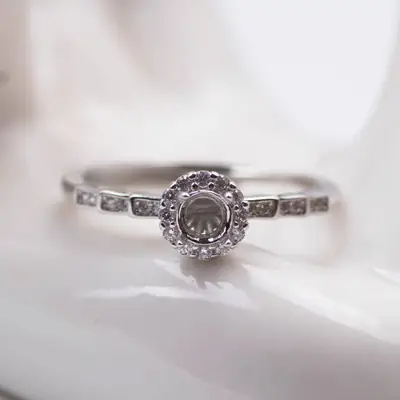 S925 Silver Ring Empty Support Inlaid with Silver Base