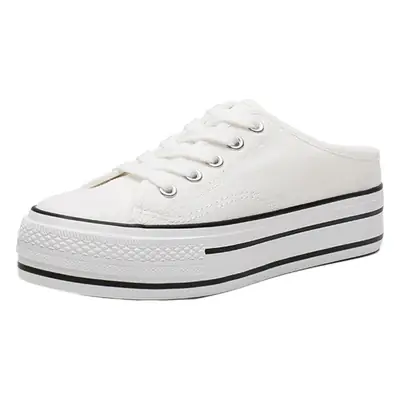 Women Canvas Platform Sneakers White Black Spring