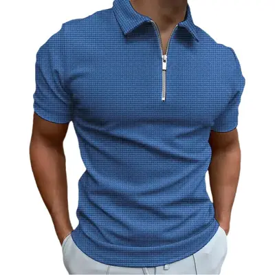 Men's Grey Woven Polo Shirt Slim Fit Half Sleeve