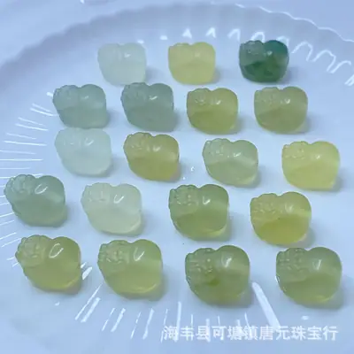 Natural Xiuyu Green Jelly Carved Bracelets