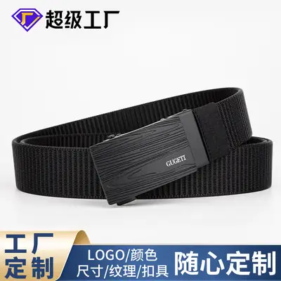 Men's Green Corrugated Belt with Alloy Automatic Buckle