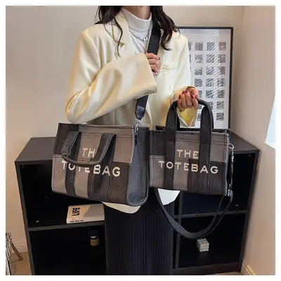 Large Capacity Denim Canvas Shoulder Bag for Women