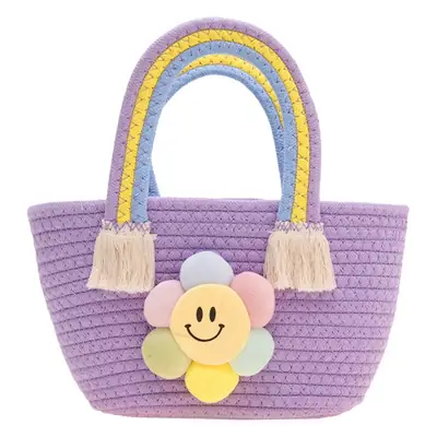 Children's Cotton Rope Woven Handbag with Sunflower