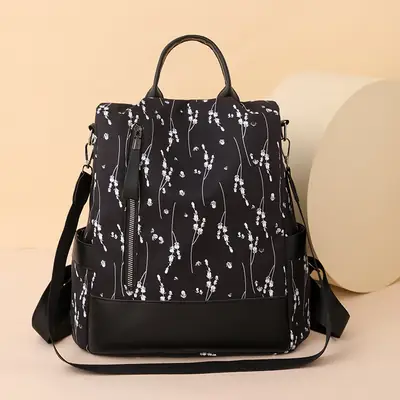 Light Blue Floral Oxford Women's Backpack 2023
