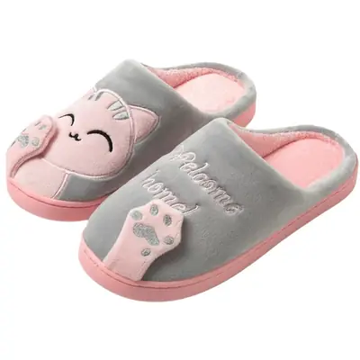 Cotton slippers women's autumn and winter new lucky cat Korean cute warm adult couple cotton slippers men's cross-border foreign trade
