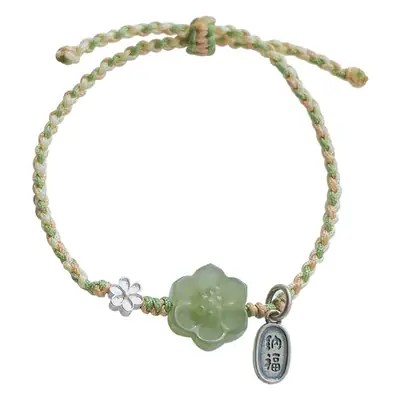 Natural Hetian Jade Fortune Plum Blossom Bracelet Handmade