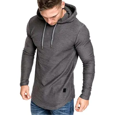 Men White Raglan Hooded T-Shirt Summer Loose Casual