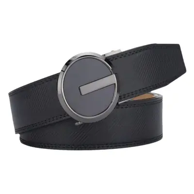 Men's Black Leather Belt with Gold Buckle