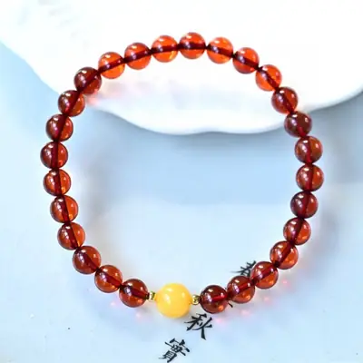 Natural Blood Purple Single Circle Bracelet with Old Beeswax Beads