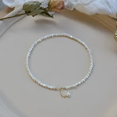 925 Silver Buckle Pearl Necklace Female Niche Design