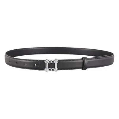 Red Genuine Leather Belt with Silver Buckle for Women