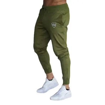 Men Navy Muscle Fit Running Pants with Logo
