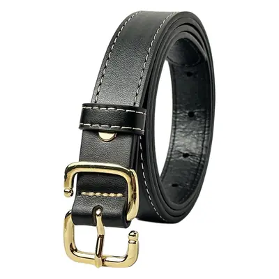 Women's Black Leather Belt with Japanese Buckle