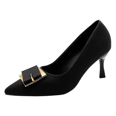 Black Pointed Stiletto Heel Women's Shoes