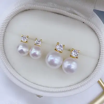 Classic Princess Pearl Earrings Gold Plated Flat Design