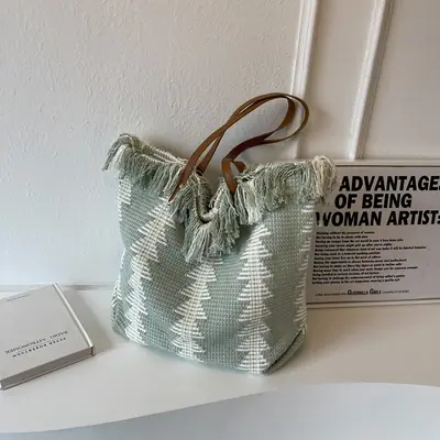 Women's 2023 Braided Wool Shoulder Bag Large Capacity