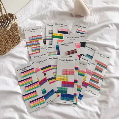 Colorful Striped Hairpins for Girls 5 Pack