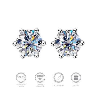 Cross-Border Moissanite Diamond Earrings for Women S925 Silver Sterling Silver Ear Piercing Diamond Fashion Silver Needle High-End Niche Earrings
