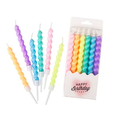 Twisted Thread Birthday Candle Macaron Cute Curved Spiral Candle Candy Cake Baking Decoration Plug-In