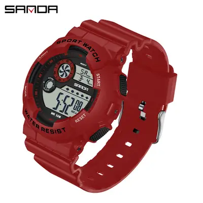 Sanda Pink Digital Water Resistant Alarm Watch for Girls Boys