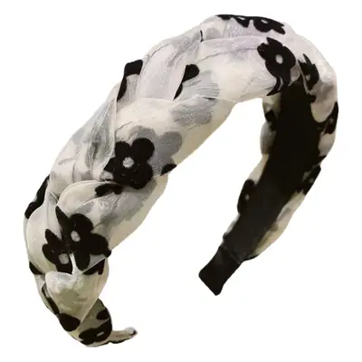Non-Slip Twist Braid Headband with Floral Design