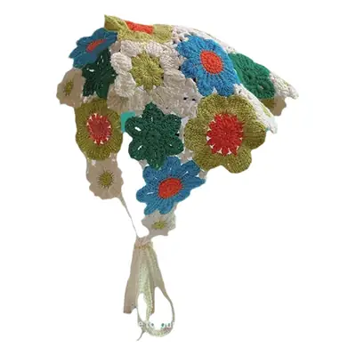 Women's Flower Knitted Hair Band Scarf Triangle Girly Style