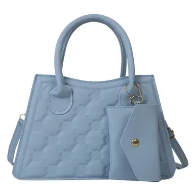 Light Blue Quilted Shoulder Bag with Crossbody Set