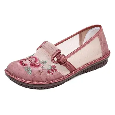 2026 Embroidered Mesh Women's Flat Shoes