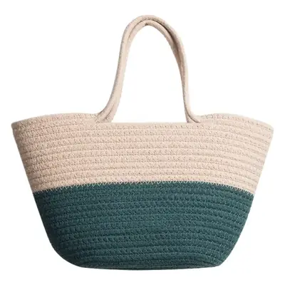 Women's Cotton Rope Tote Bag Large Capacity Beige Black
