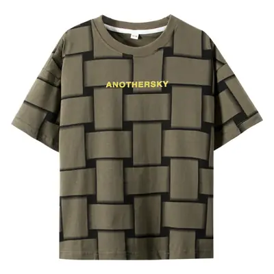 Hip Hop Plaid Short Sleeve T-Shirt for Boys Summer 2025