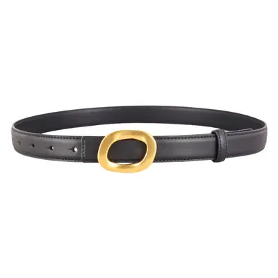 Grey Genuine Leather Women's Belt with Gold Buckle