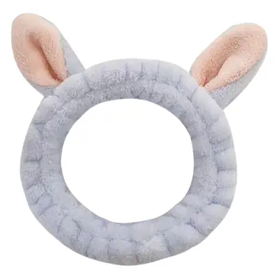 Pink 3D Rabbit Ears Face Wash Headband Flannel