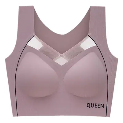 Seamless Beautiful Back Large Size Underwear Women's Shockproof Upper Support Push-up Rimless Sports Bra Widened Side Wall Collecting Breast Cover