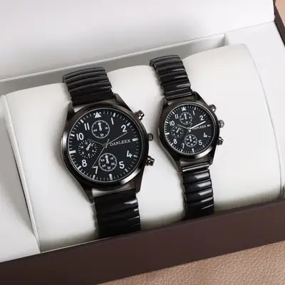 Black Cross-Border Couple Watches with Elastic Band