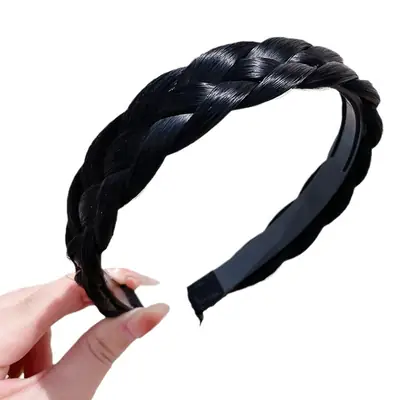 Women's Fishbone Braid Hair Hoop Wig 4cm Wide