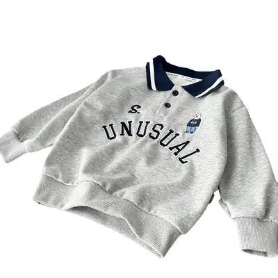 Boys' Grey Unusual Lapel Sweater 2023